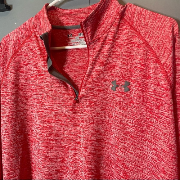 Under Armour men’s heathered Red Pullover quarter zip size medium - Picture 3 of 8